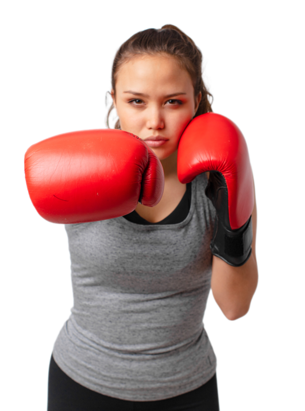 Boxing Women With Red Gloves